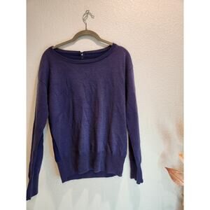 Lautréamont Navy Wool Blend Sweater Sz 38 Elegant‎ Back Button Detail